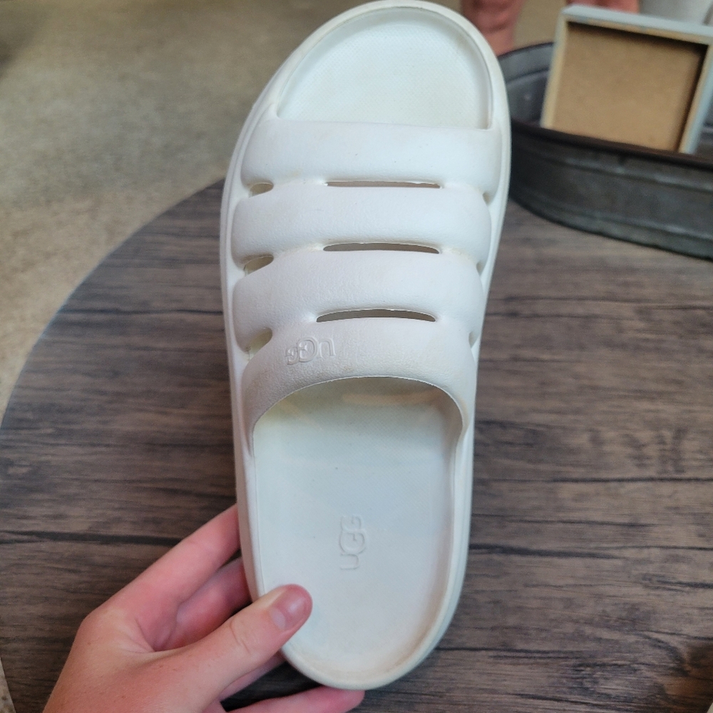 UGG White Sandals with Cushioned Footbed